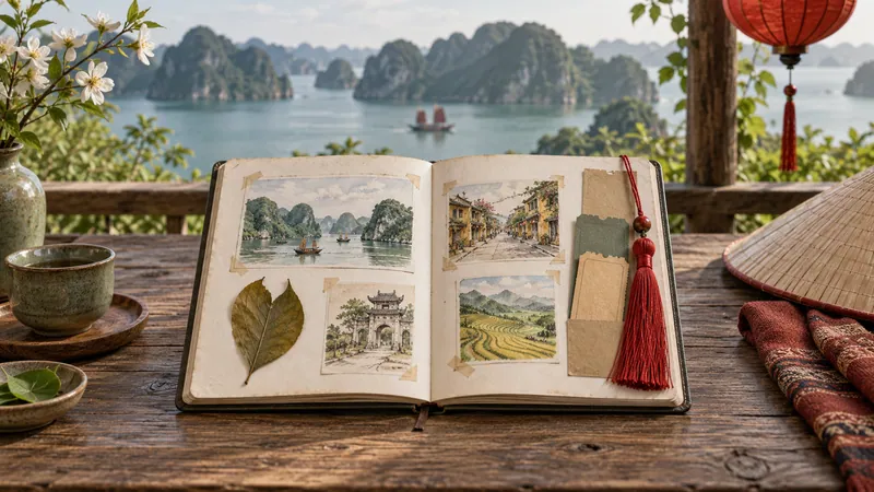 旅行笔记中的风景素描与纪念小物